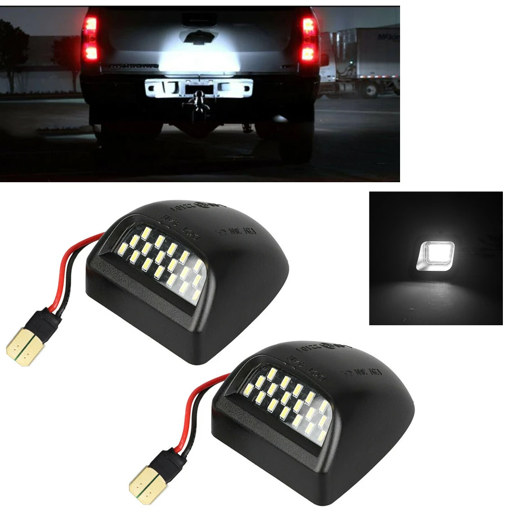 

LED License Plate Lamp For Chevy Silverado Avalanche 1999-2014 GMC Rear Bumper Indicator Signal Number Panel White Light Bulb