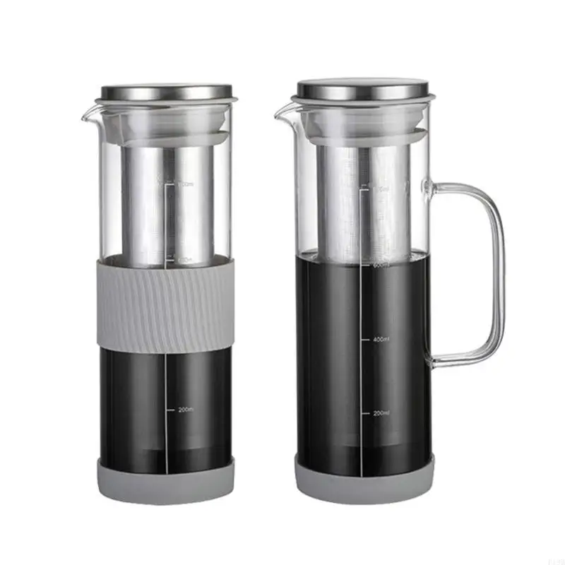 F19B Portable Cold Brew Coffee Machine 800ml Capacity Cold Brew Coffee Pots Heat Resistant Glass Coffee Making Carafes