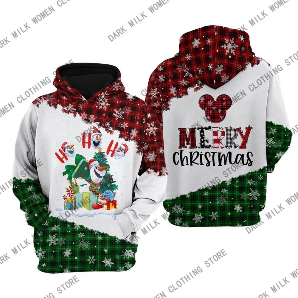 Potdemiel New Arrivals Women's Hoodies Disney Mickey Christmas 3d Print Pullover Female Harajuku Streetwear Clothing Spring Fall