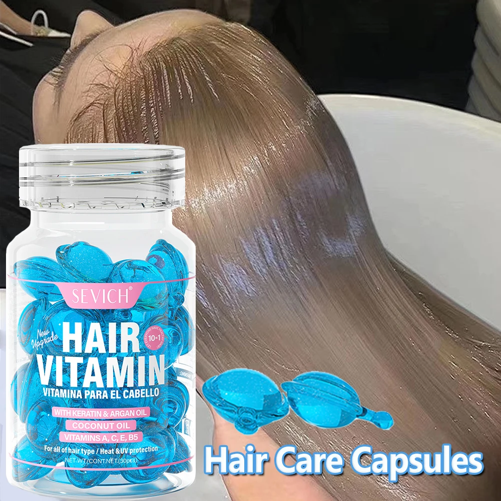 Cápsulas para el cuidado del cabello, aceite de suero complejo de queratina reparadora, aceite hidratante para el cabello rizado, esencia nutritiva para el cuidado del cabello suavizante
