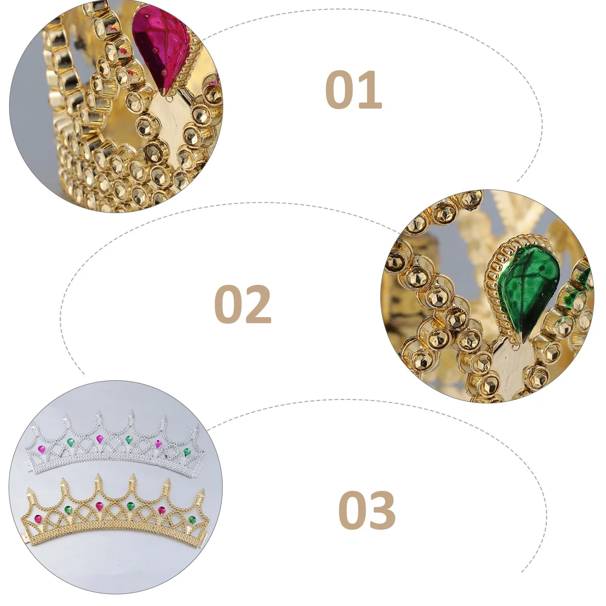 

2pcs Party Costume Props Silver Golden Plastic Medieval Crown Halloween Crown Party Supplies