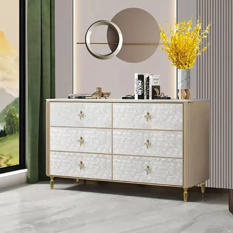 modern simple living room shell decorative partition cabinet bedroom solid wood drawer st Italian light luxury six-chest cabinet