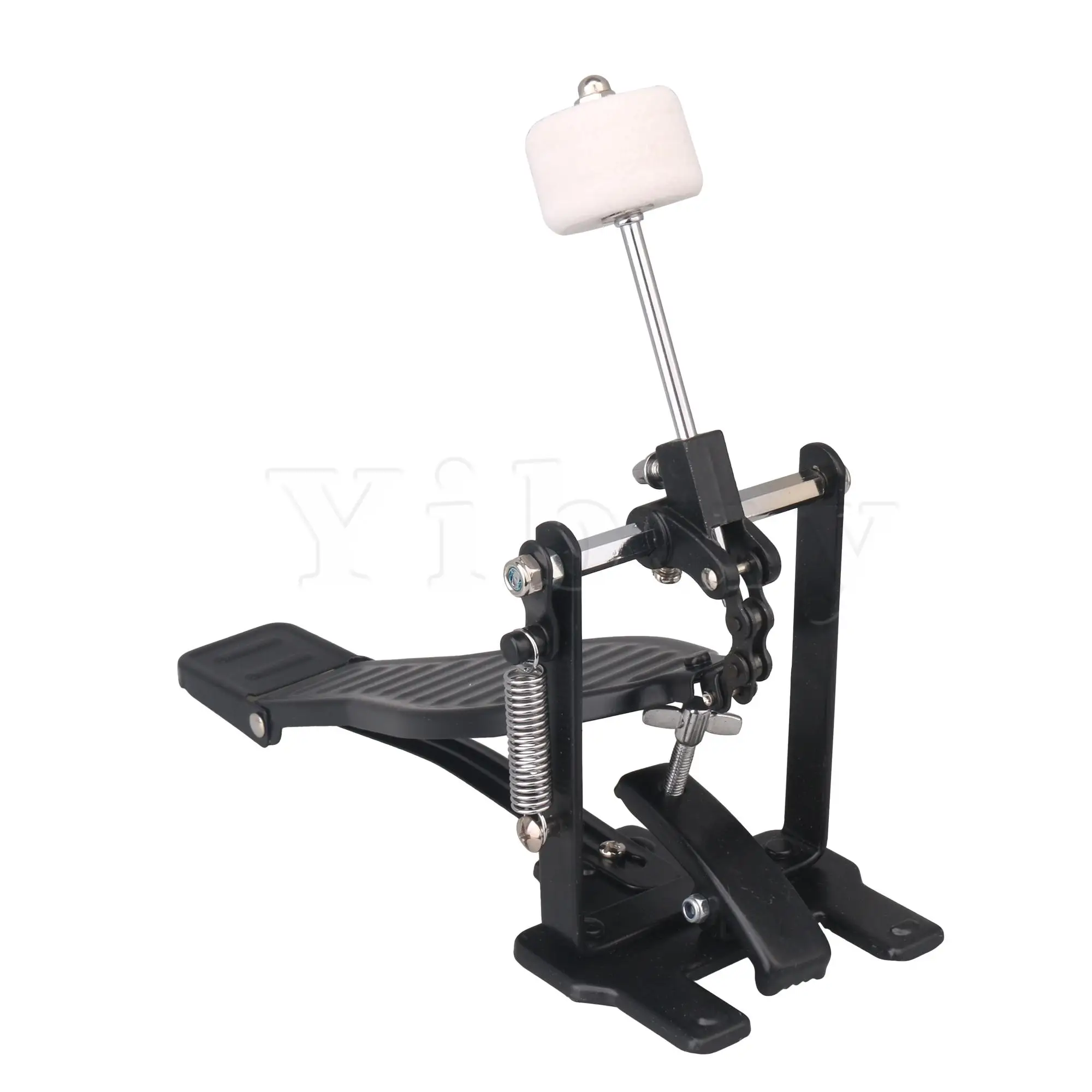 Yibuy 3 PCS Black Aluminum Percussion Instrument Drum Pedal and Drumstick Set for Rack Drums