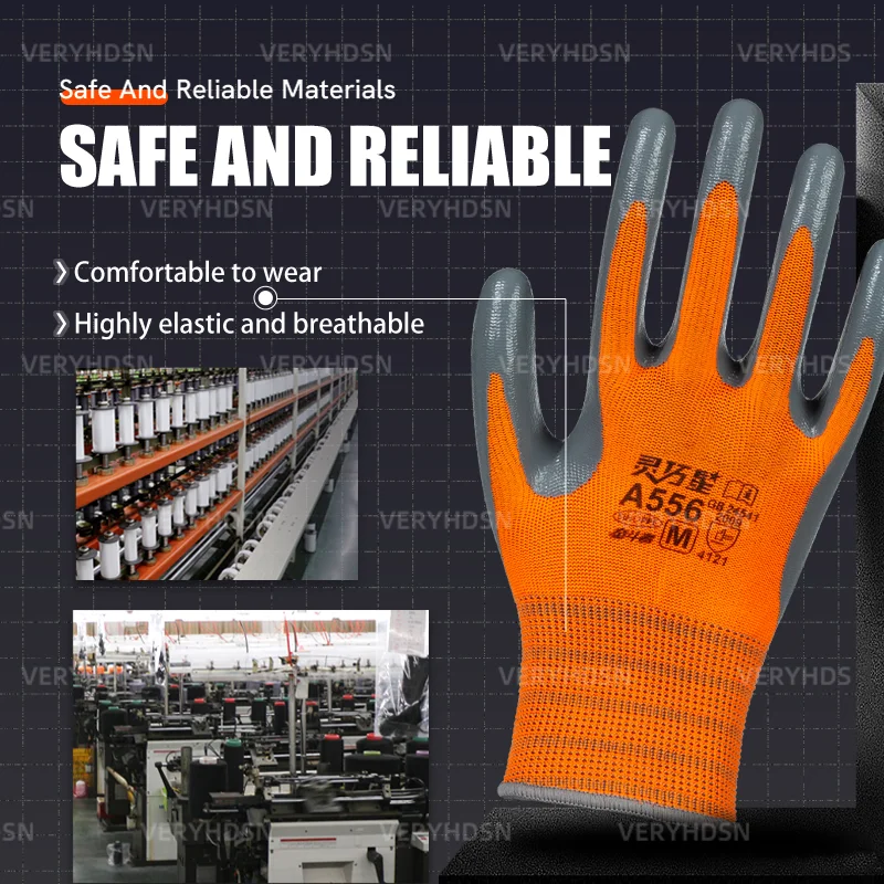 3pairs Light Duty Work Gloves Knit Wrist Cuff Durable & Breathable Utility Mechanic Working Firm Non-Slip Grip Coating gloves
