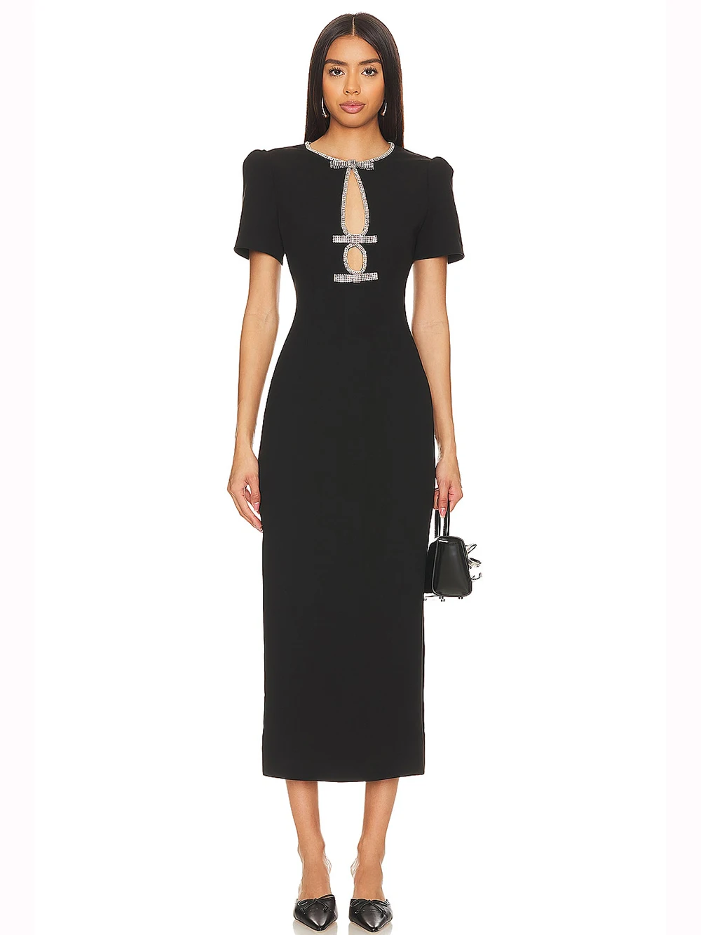 

Modphy Black Bandage Dress Women's Diamond Hollow Short Sleeve Design Bodycon Fashion Celebrity Party Club Vestidos 2024