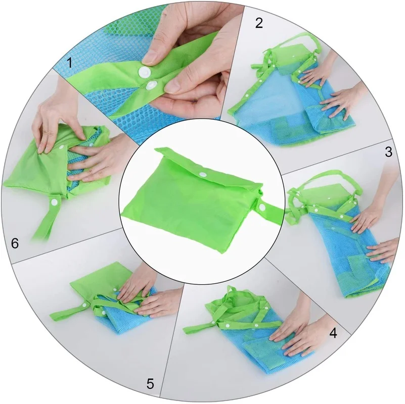 Bambini Sand Away Protable Mesh Bag giocattoli per bambini borse per la conservazione nuoto borsa da spiaggia grande per asciugamani borsa per il trucco cosmetico delle donne