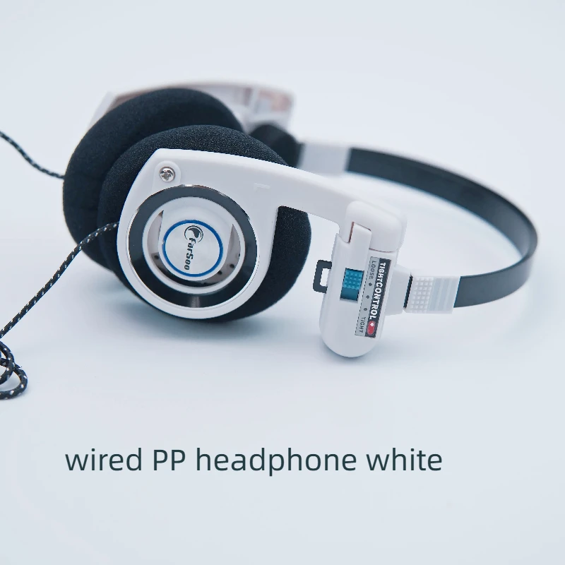 Farsoo PP Wired Portable Pro Headphone with Microphone Foldable Retro HiFi Deep Bass Headset 3.5mm Plug for PC iPad Phones