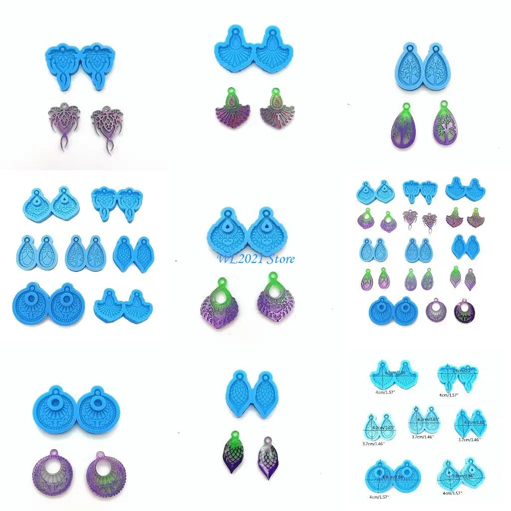 

G5GC 7Pcs Jewelry Epoxy Silicone Casting Molds Tear Drop Resin Earring Molds