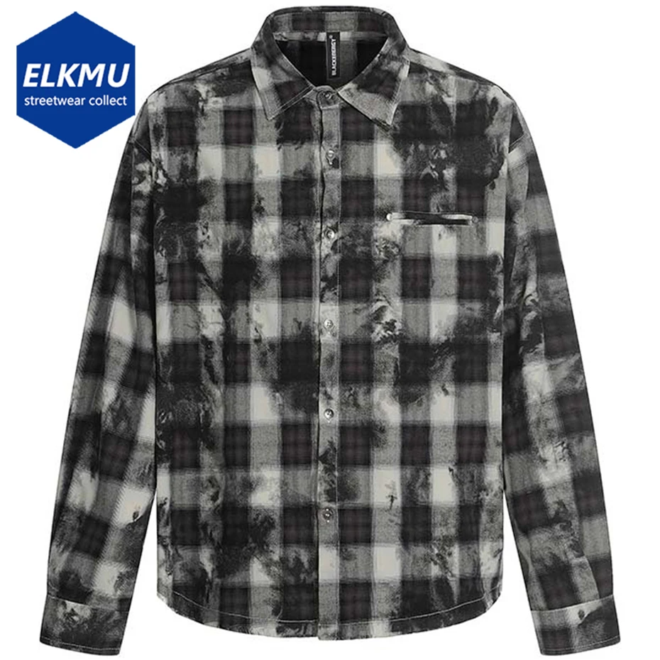 

Vintage Plaid Shirts Streetwear Harajuku Oversized Shirts Long Sleeve Button Up Blouse Loose Hip Hop Shirts