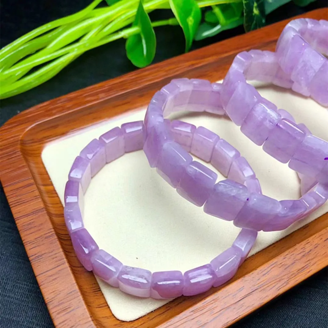 1 Pc Fengbaowu Natural Kunzite Bracelet Square Bead Bangle Crystal Healing Stone Fashion Jewelry Gift For Women 3