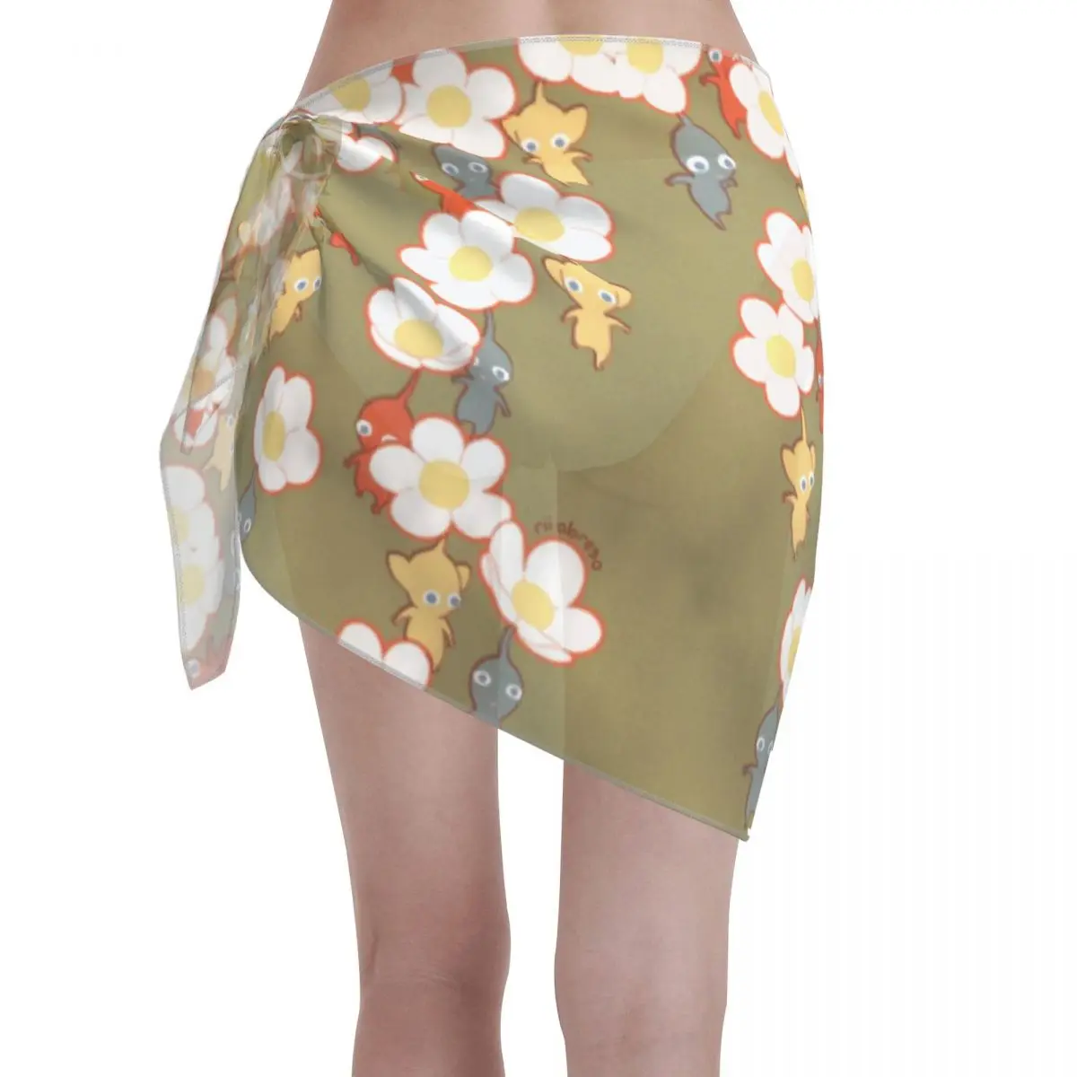 مخصص لملابس السباحة زهرة و Pikmin النساء قصيرة Sarongs الشاطئ التفاف المرأة بيكيني للشاطئ التفاف لعبة Sarongs ملابس السباحة التستر