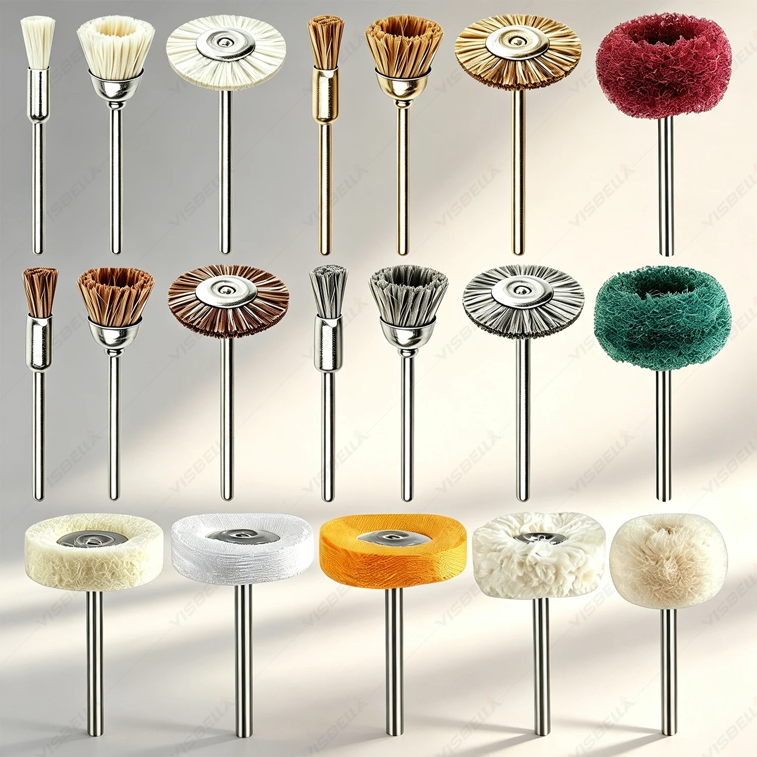 Wire Brush Wheel Set for Drill & Rotary Tools Carbon Steel Flat Brushes Polishing Buffing Kit Ideal for Rust Removal Grinding
