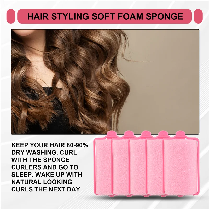 

A28F-12Pcs Dark Pink Hair Styling Soft Foam Sponge Rollers Curlers Hairdressing Tool