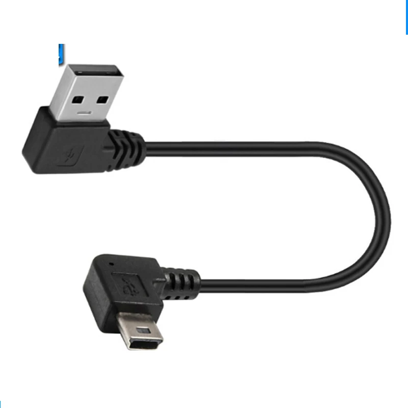 90 Degree Elbow Mini usb Data Line Left Right T-port V3 mini miniusb charging cable 0.3M 0.5m For Traffic recorder  avigator