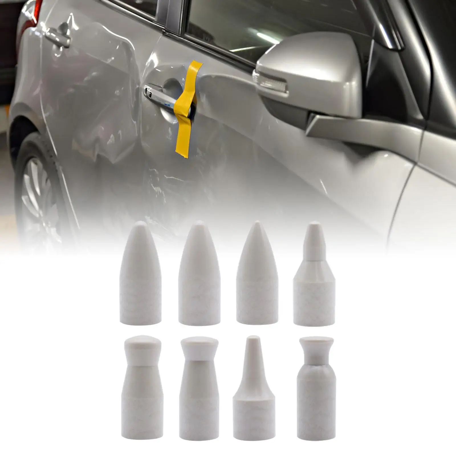 8x ノックダウンチップ、ペイントレスデントリムーバルタップダウンツールツール機器交換用ヘッドデントリムーバーチップ、トラック、SUV用