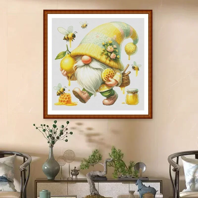 [ZZ5198-lemon Dwarfs] Stamped Cross Stitch Kit 11CT 14CT 16CT Pre Printed Canvas Cotton Threads Embroidery Needlework Wall Decor