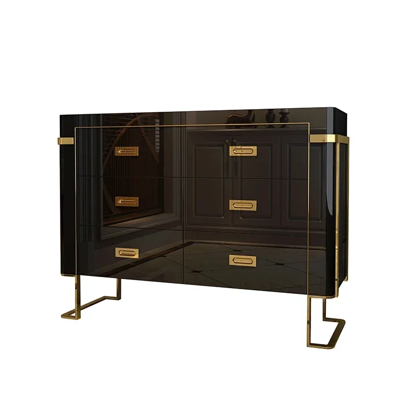 Postmodern light luxury entrance simple decorative cabinet storage stainless steel paint storage partition cabinet