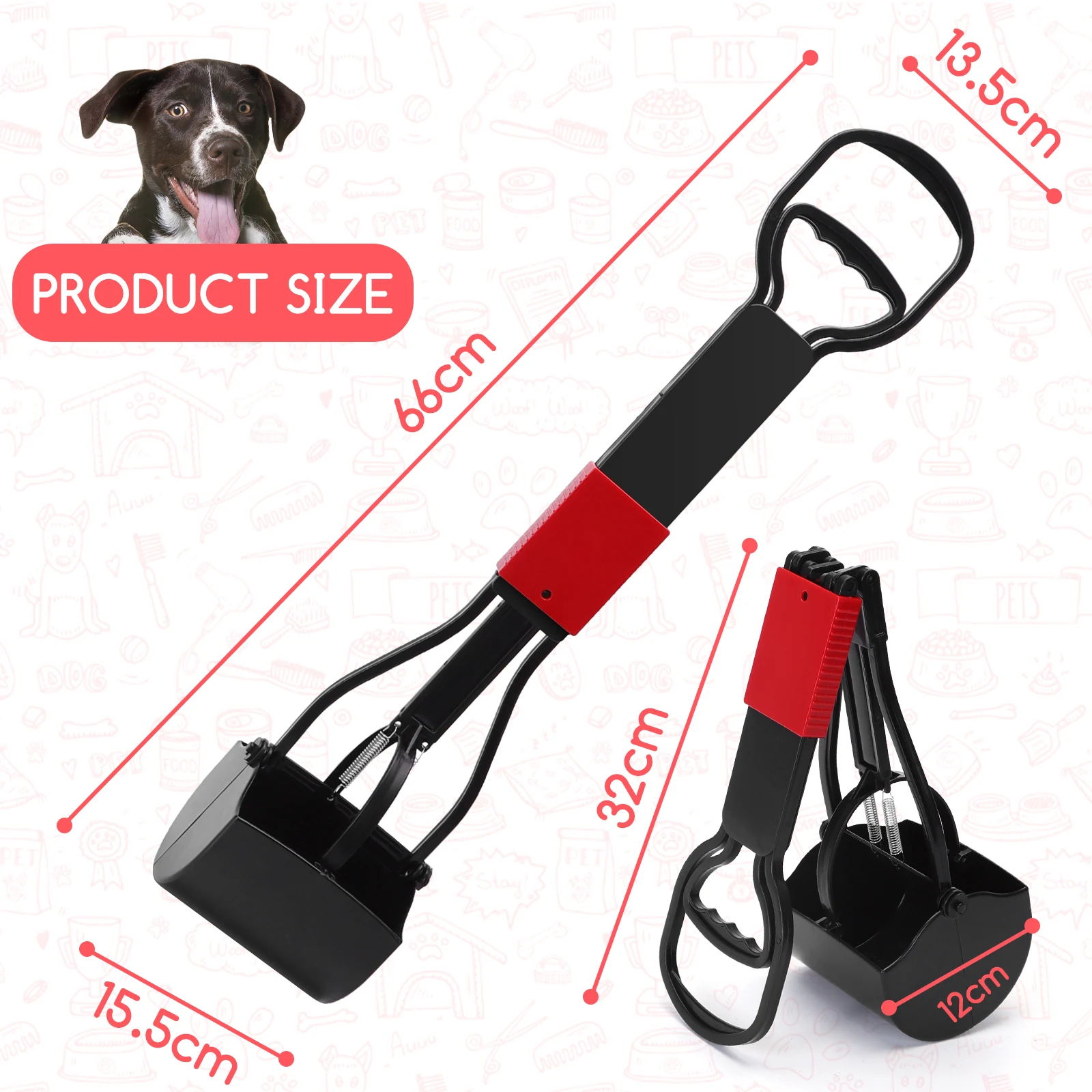 nobleza recogedor cacas perros, plegable de 66 cm de largo para quitar caca para jardín al aire libre/interior de perros, residuos de animales Nobleza recogedor cacas perros, plegable de 66 cm de largo para quitar caca para jardín al aire libre/interior de perros, residuos de animales 2