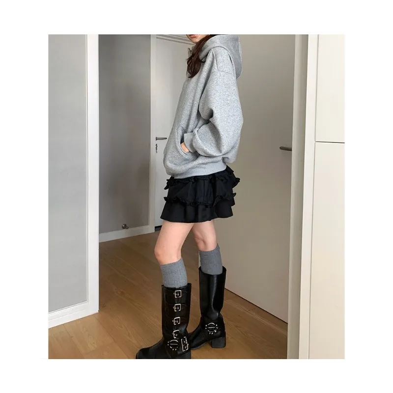 Contour Hooded Sweater Coat Women's Loose Casual Padded Lazy Wind Zipper Top