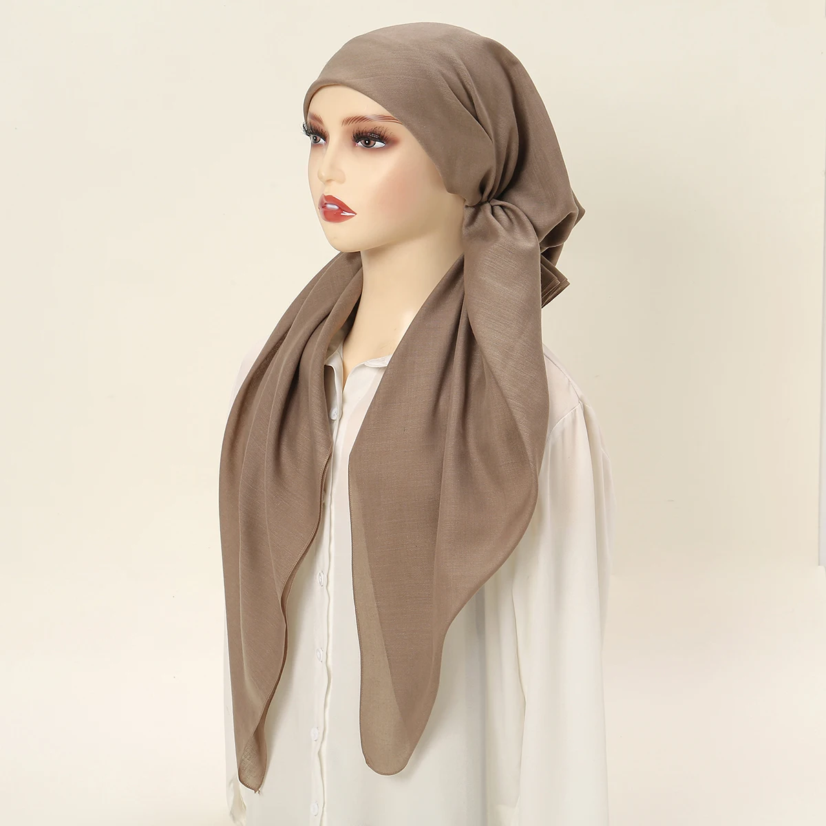 Solid Color Elastic Headband Cap For Woman Muslim Hijab Hat Lady Fashion Instant Scarf Islamic Turban Bandana 75*25cm