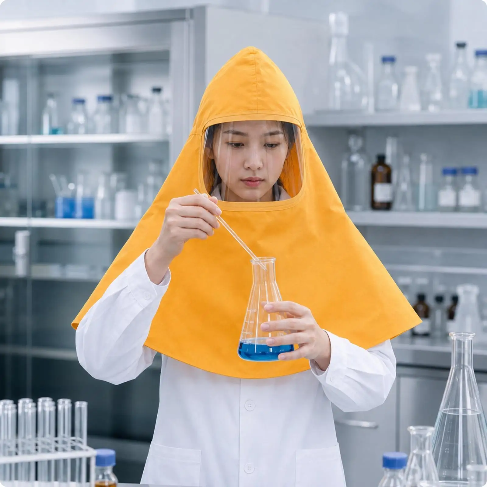 PVC Chemical Splash Guard Hood with Clear Face Shield for Lab and Farm Spraying