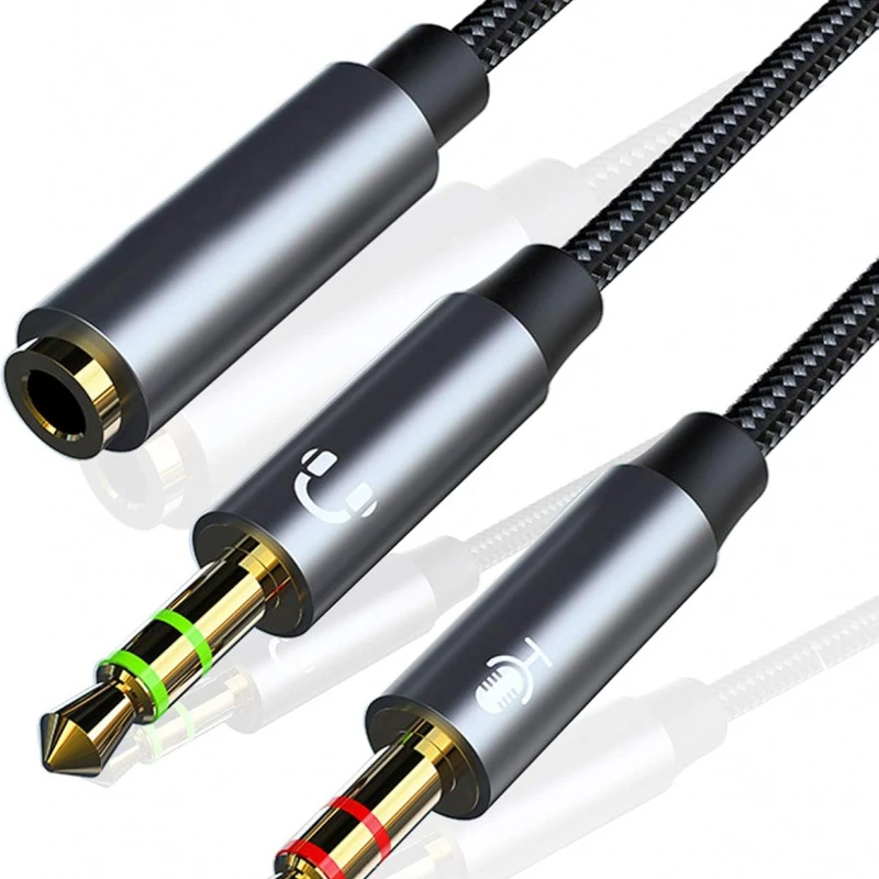 PC Splitter Cable Replacement for HyperX Cloud II, Astro A10, Turtle Beach Recon 70,  Sennheiser Game Headphone Y-Adapter 12inch
