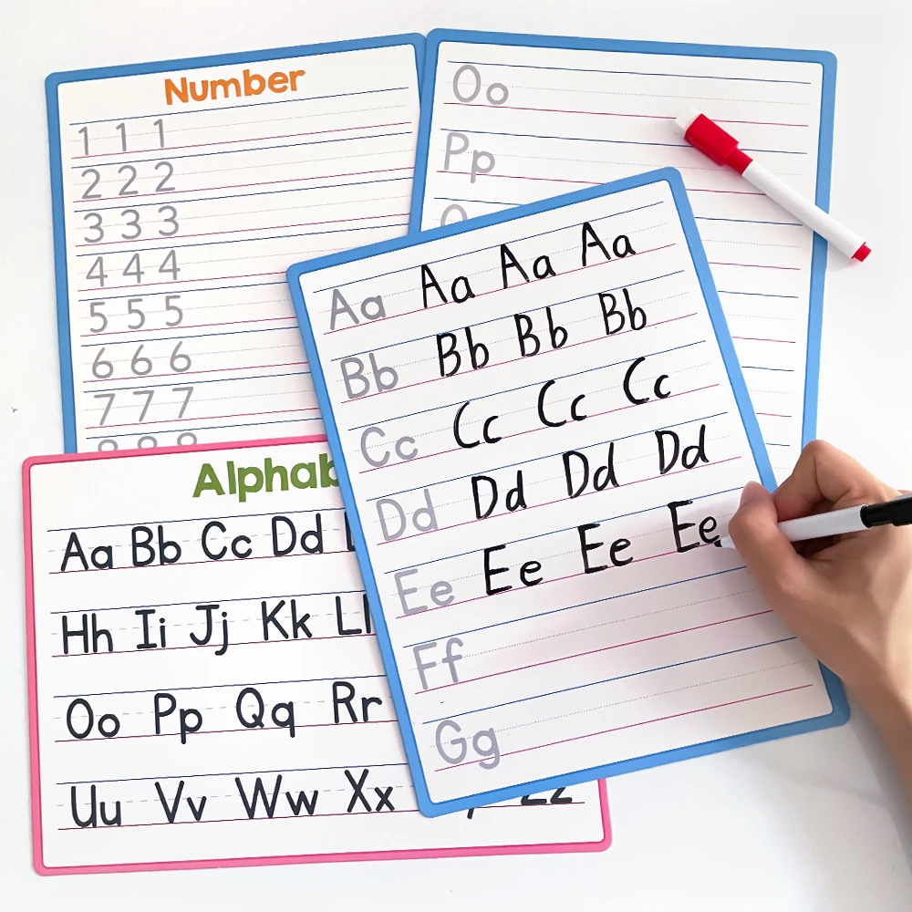 

Double Sided Dry Erase Handwriting Practice for Kids Alphabet A-Z and Number 1-10 Tracing Board for Kindergarten Preschool