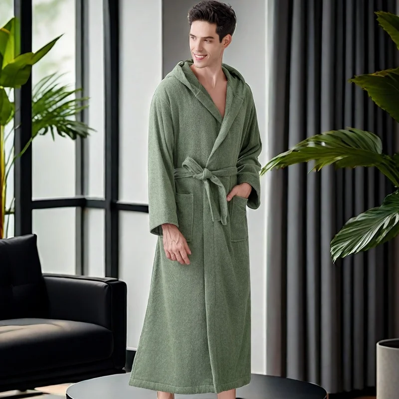 Winter Thick Couple Robe Towel Fleece Sleepwear Plush Warm Flannel Kimono Bathrobe Gown with Pocket Men Homewear Lounge Wear