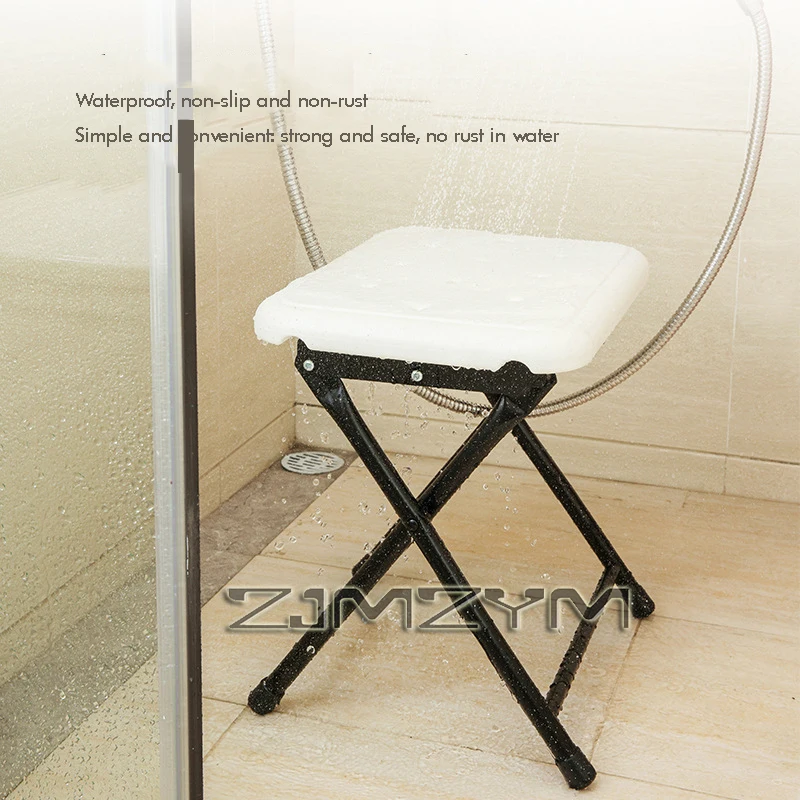 Foldable Shower Chair Anti-slip Bathtub Chair Pliable Kitchen Stools Folding Bathroom Standing Vintage Stool