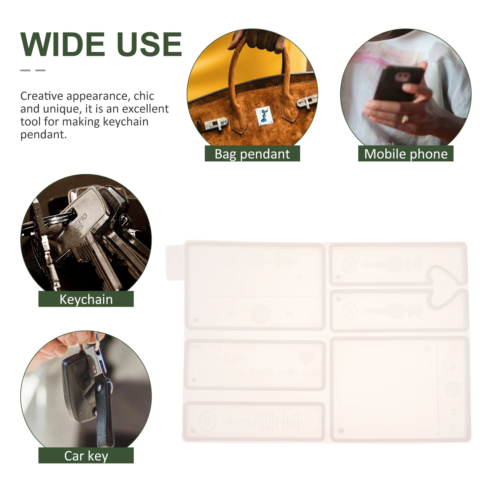 1 Set Music Player Keychain Molds Silicone Craft Mold Key Ring Pendant Epoxy Casting Tool Creative Design For Diy Keychain Diy