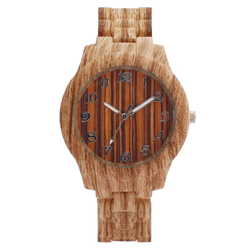 Trendy and fashionable watch, wood grain men's watch, simple and casual digital wood grain quartz watch