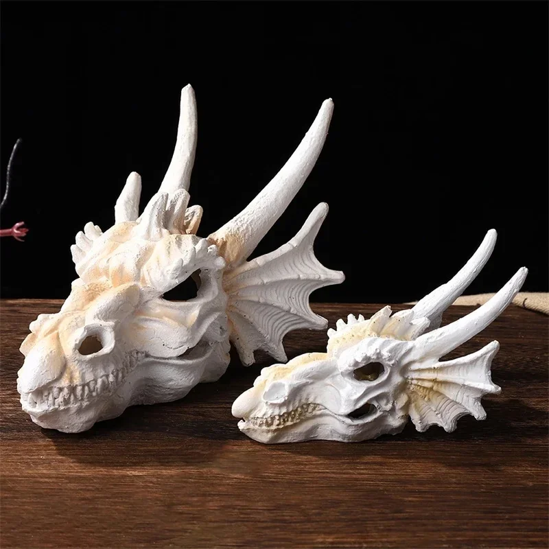 Realistic Dragon Bone Skull Resin Aquarium Ornament Fish Shrimp Tank Hideout Aquascape Decoration for Home Office Gothic