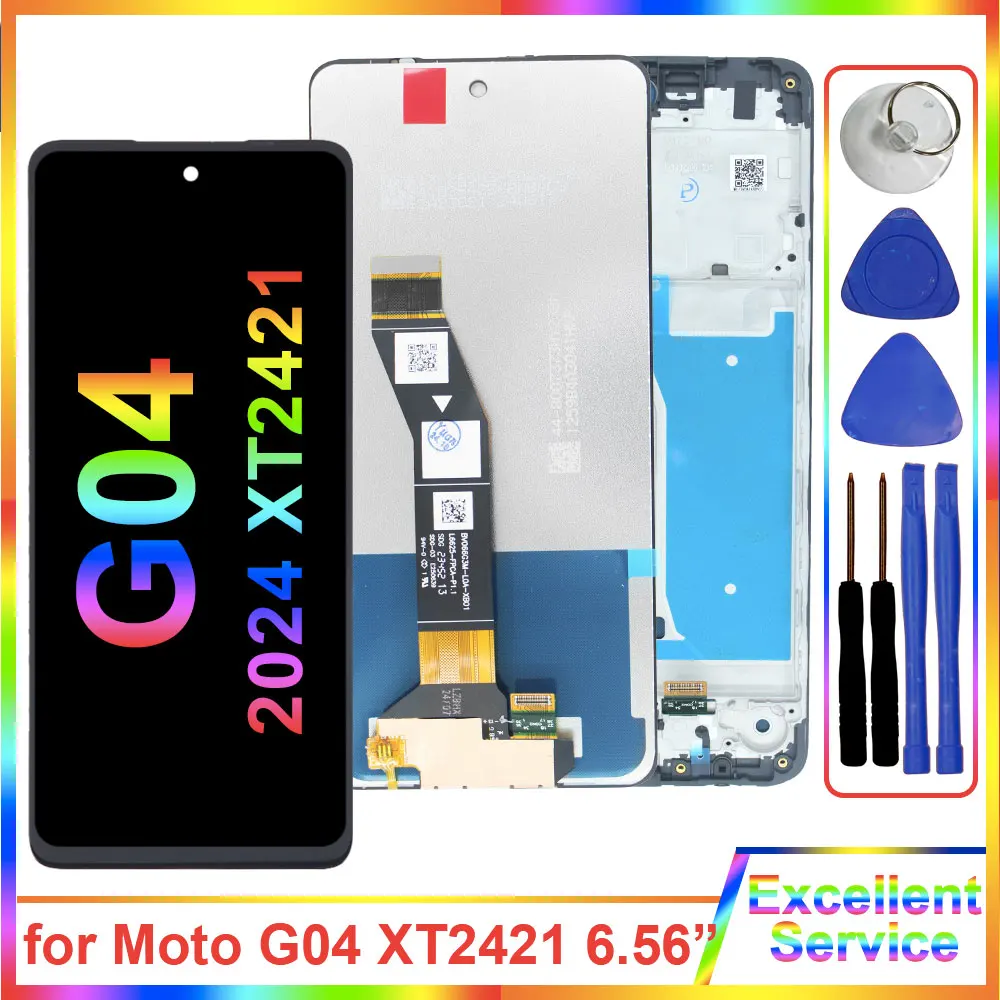100% probado LCD para Motorola Moto G04 XT2421 pantalla LCD Digitalizador de pantalla táctil reemplazo para Moto G04 XT2421-1 LCD con marco