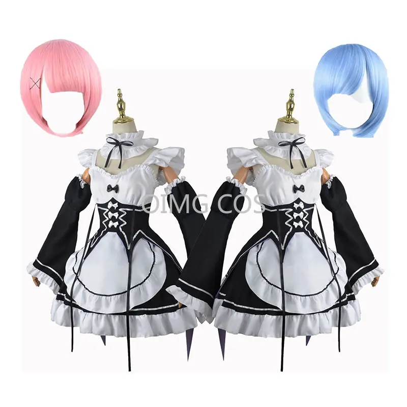 Ram/rem cosplay re: zero kara hajimeru isekai seikatsu kostüme kleid kopfschmuck party anzug anime maid kleid kostüm