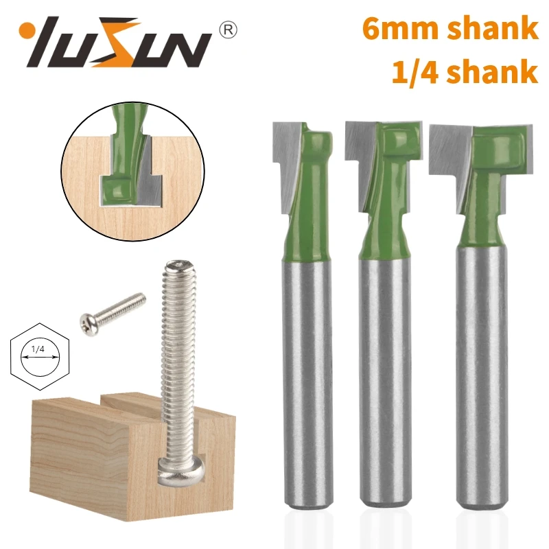 YUSUN Green Keyhole Bit T-Slot Cutter Router Bit Woodworking Milling Cutter For Wood Tools Face Mill
