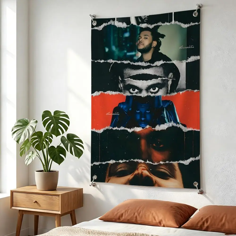 Music T-The W-Weeknd Flags Garden Flag, 4 Grommets, Waterproof, Wrinkle Resistant, Durable, Easy Install, Yard Decor