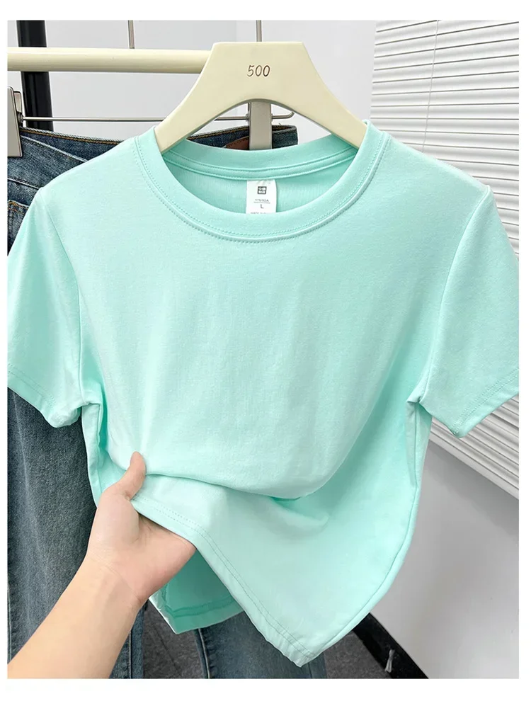 2026 Sommer Neue Hochwertige Lässige T-Shirts Sexy Kurzarm Modischer Trend Einfarbige Damenkleidung Y2k Tops – Detail 23