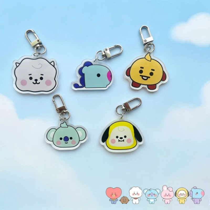 BT21 cartoon cute acrylic keychain kawaii anime big head pendant backpack accessories fan support peripheral gift wholesale