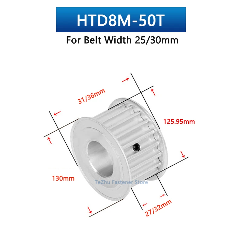 1pc 50 60 Teeth HTD8M Timing Pulley 50T 60T HTD 8M Synchronus Wheel Bore 19/20/22/24/25/28/30mm for Belt Width 25mm 30mm