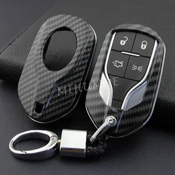 For Maserati Ghibli Levante Quattroporte Carbon Fiber Car Remote Key Fob Cover Case Keychain Ring Holder Accessories