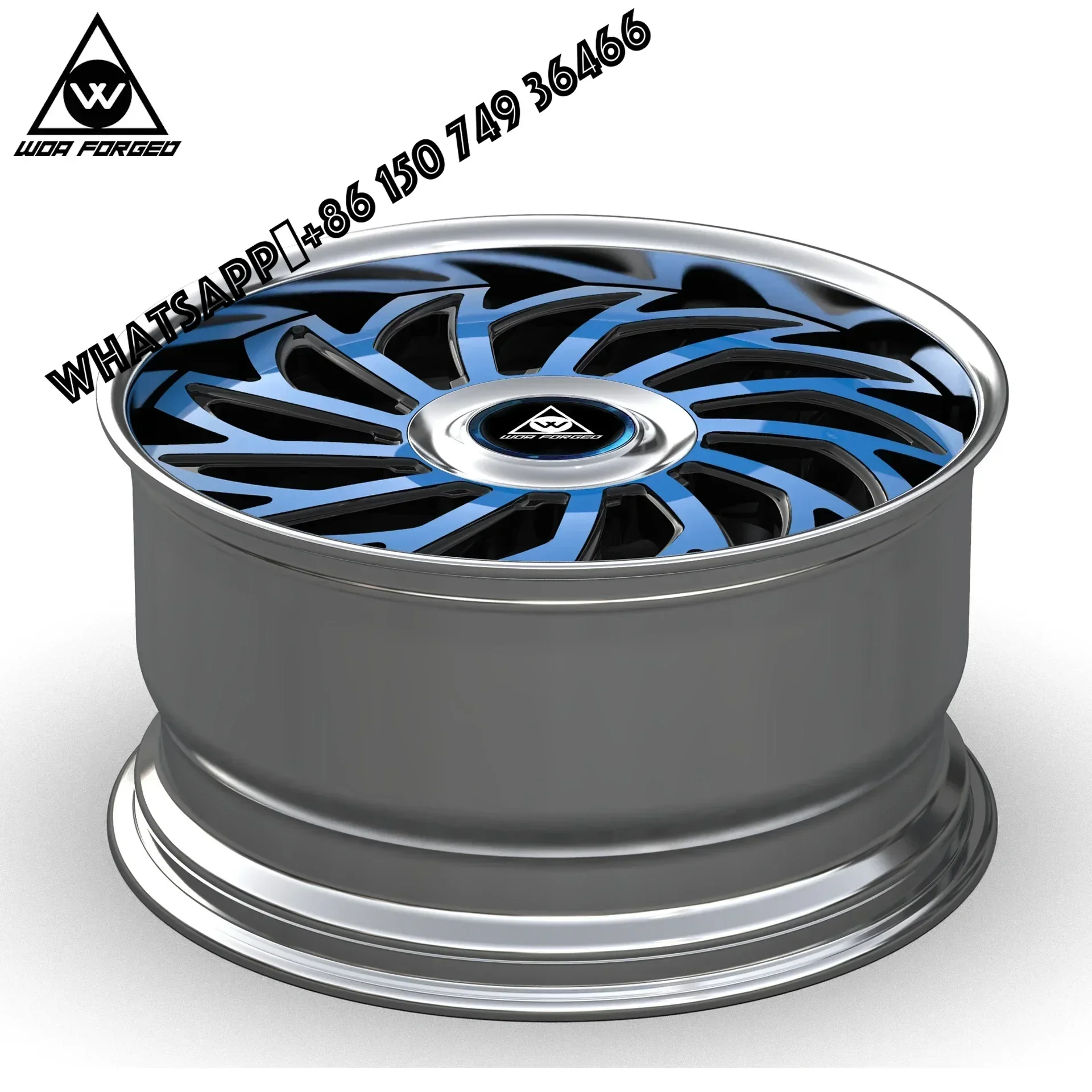 

6061-T6 Blue Silver Mesh Design Deep Dish Wheels Structure Alloy Two - Piece Forged Rim Custom 18-22 Inch Aluminum Custo