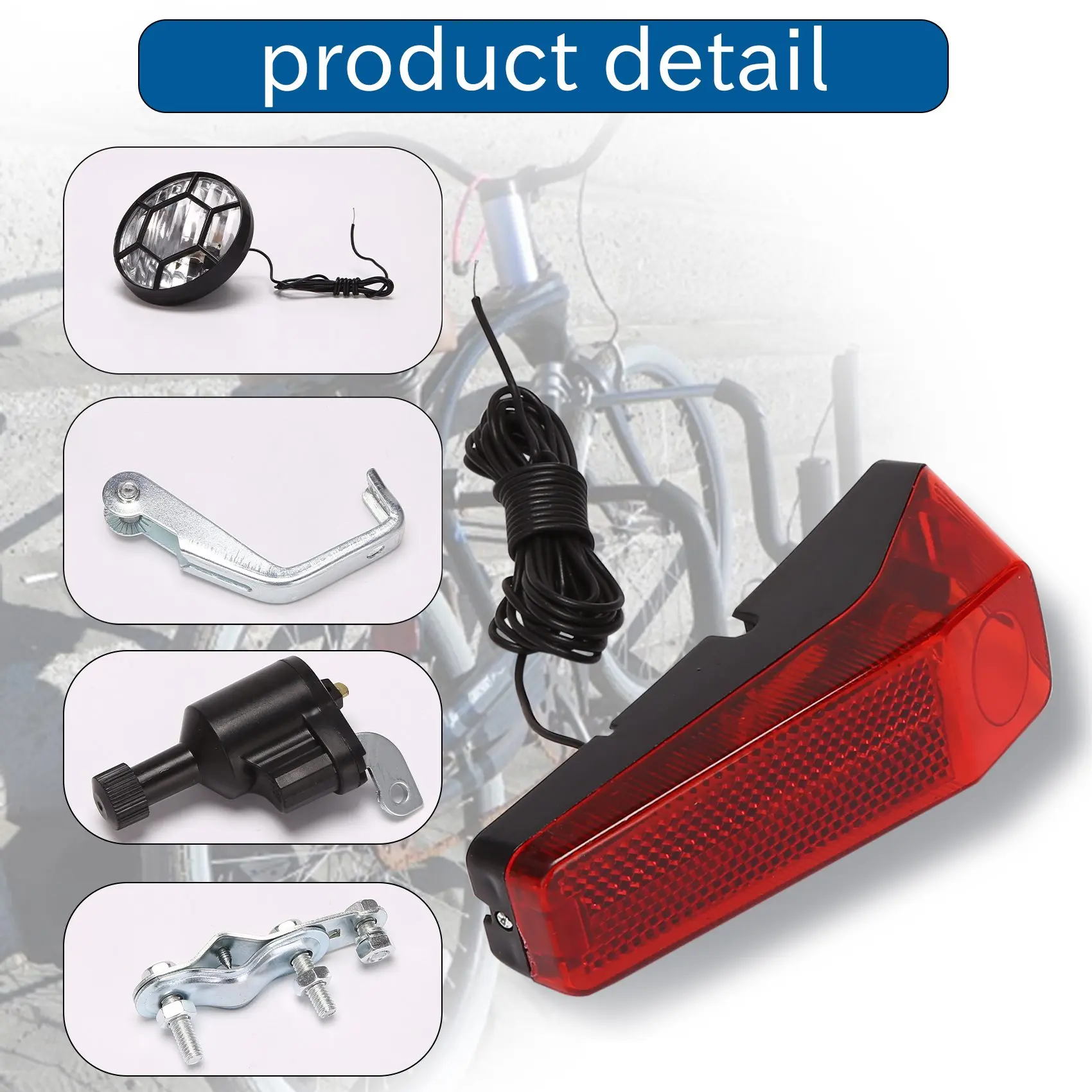 จักรยานยนต์จักรยานแรงเสียดทานเครื่องกําเนิดไฟฟ้าไดนาโมไฟท้ายพร้อมอุปกรณ์เสริมมากมาย