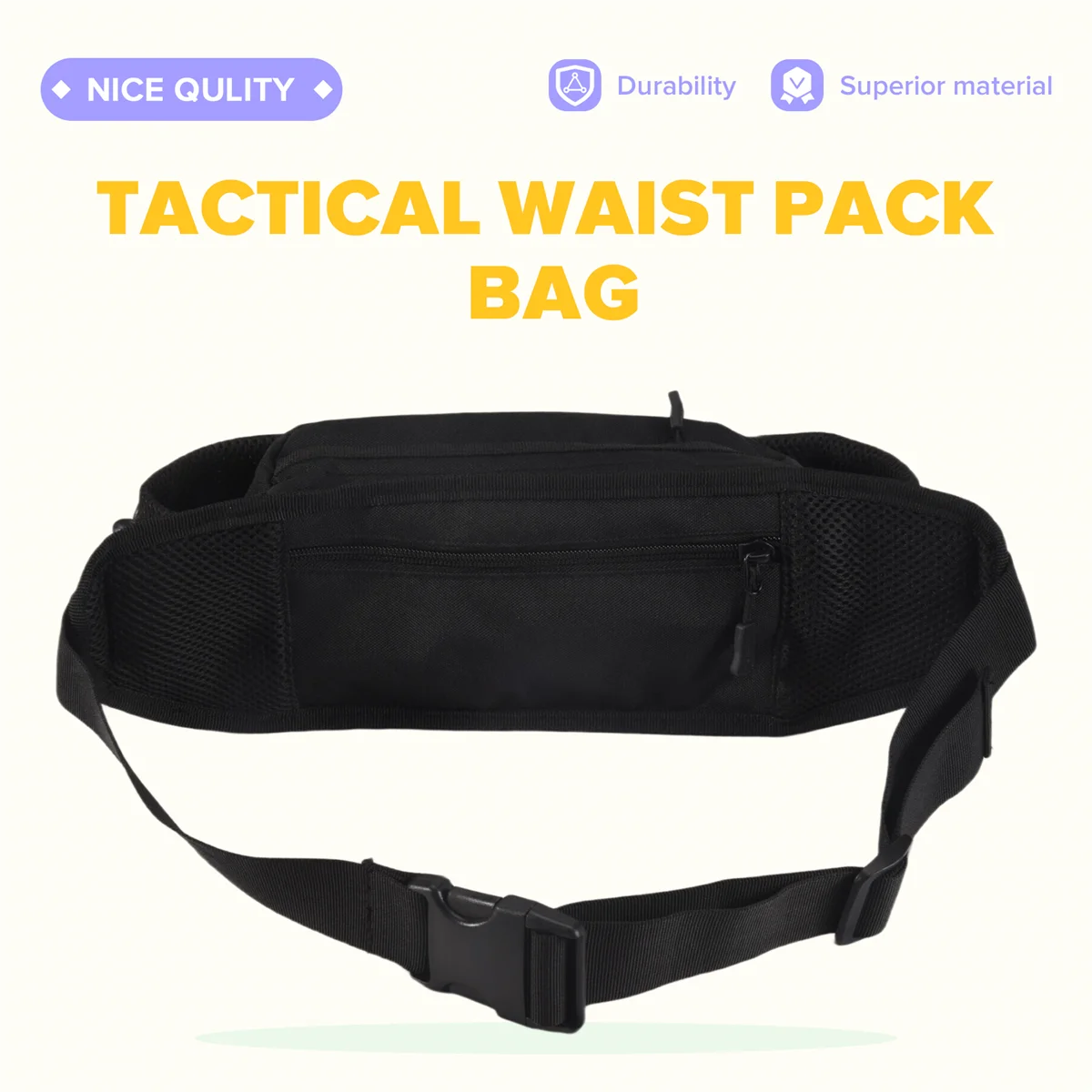 

AC22 Черная поясная сумка Водонепроницаемая сумка для телефона Сумка для бутылки с водой Унисекс Нагрудная сумка для кемпинга Туризм Охота