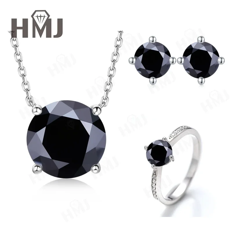4-teiliges Schmuckset: Ohrstecker, Halskette, Ring, Moissanit, S925 Sterling Silber, hypoallergen, Hochzeitsanhänger, Fabrikverkauf – Detail 20