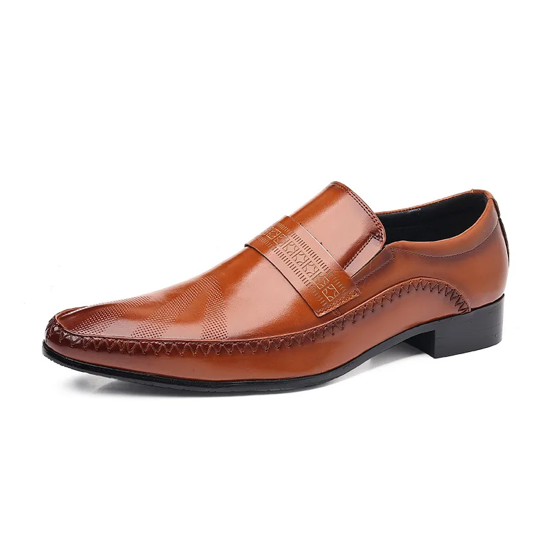 2023 Classic Leather Shoes for Men Slip on Pointed Toe Oxfords Formal Wedding Party Office Business Casual Dress Shoes for Male