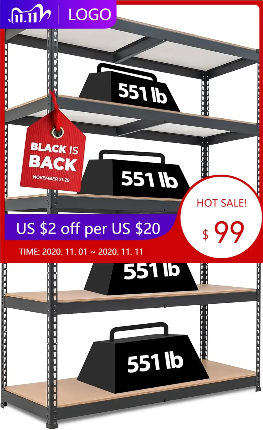 Homedant 5 Katmanlı Lamine Cıvatasız Ağır Hizmet Garaj Depolama Ayarlanabilir Geniş Boy Metal Raf Ünitesi Yardımcı Raf Rafları