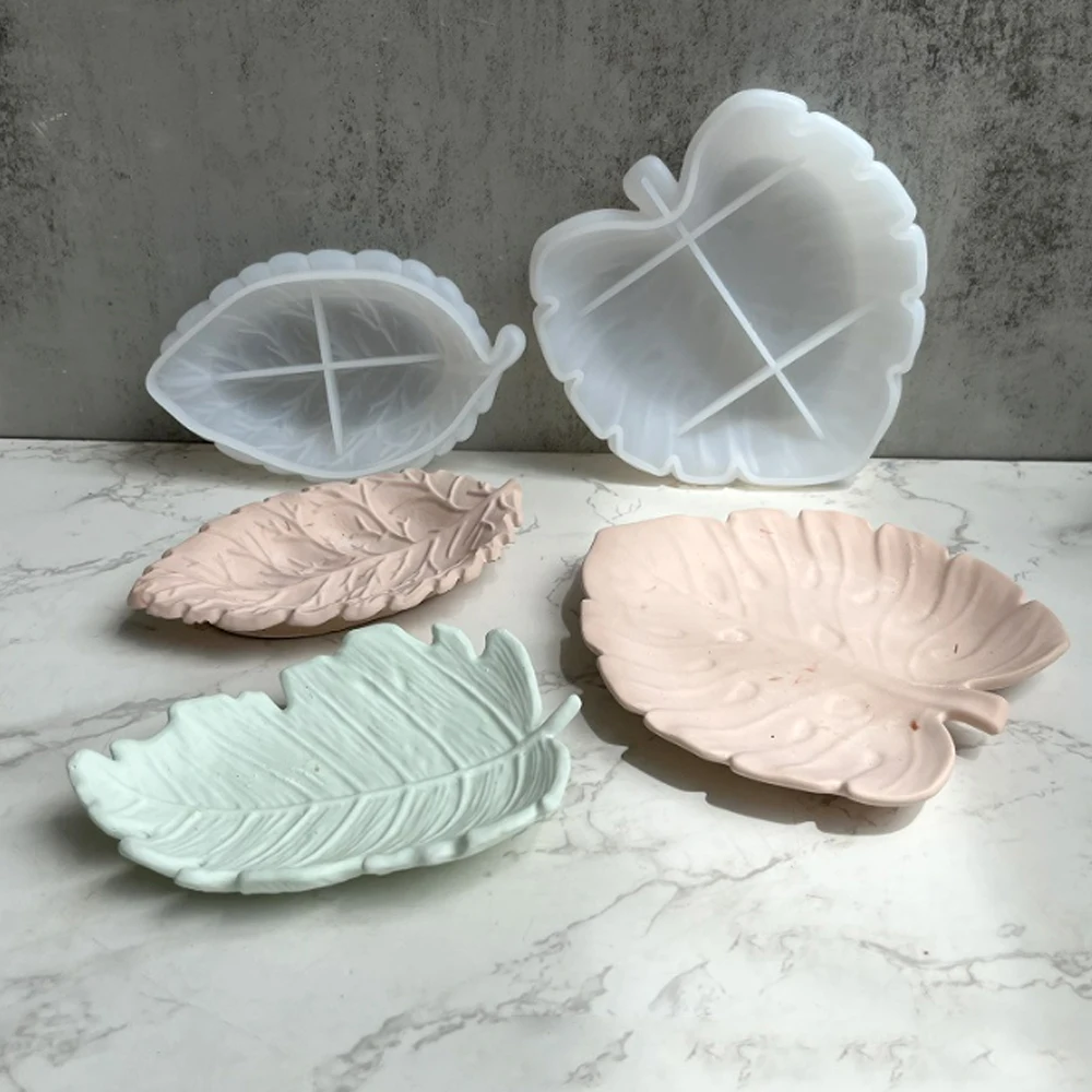 Leaf Shape Tray Mould Silicone Resin Epoxy Mold Jewerly Storage Dish Plate Concrete Mold Handicraft Making Tool Home Decoration