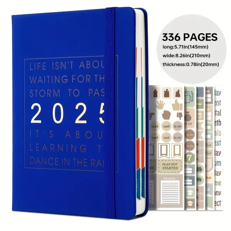 Agenda 2025 Daily Planner Notebooks Hardcover 12 Months Weekly Monthly Planner Stickers Daily Planning Organizer A5 Notepads