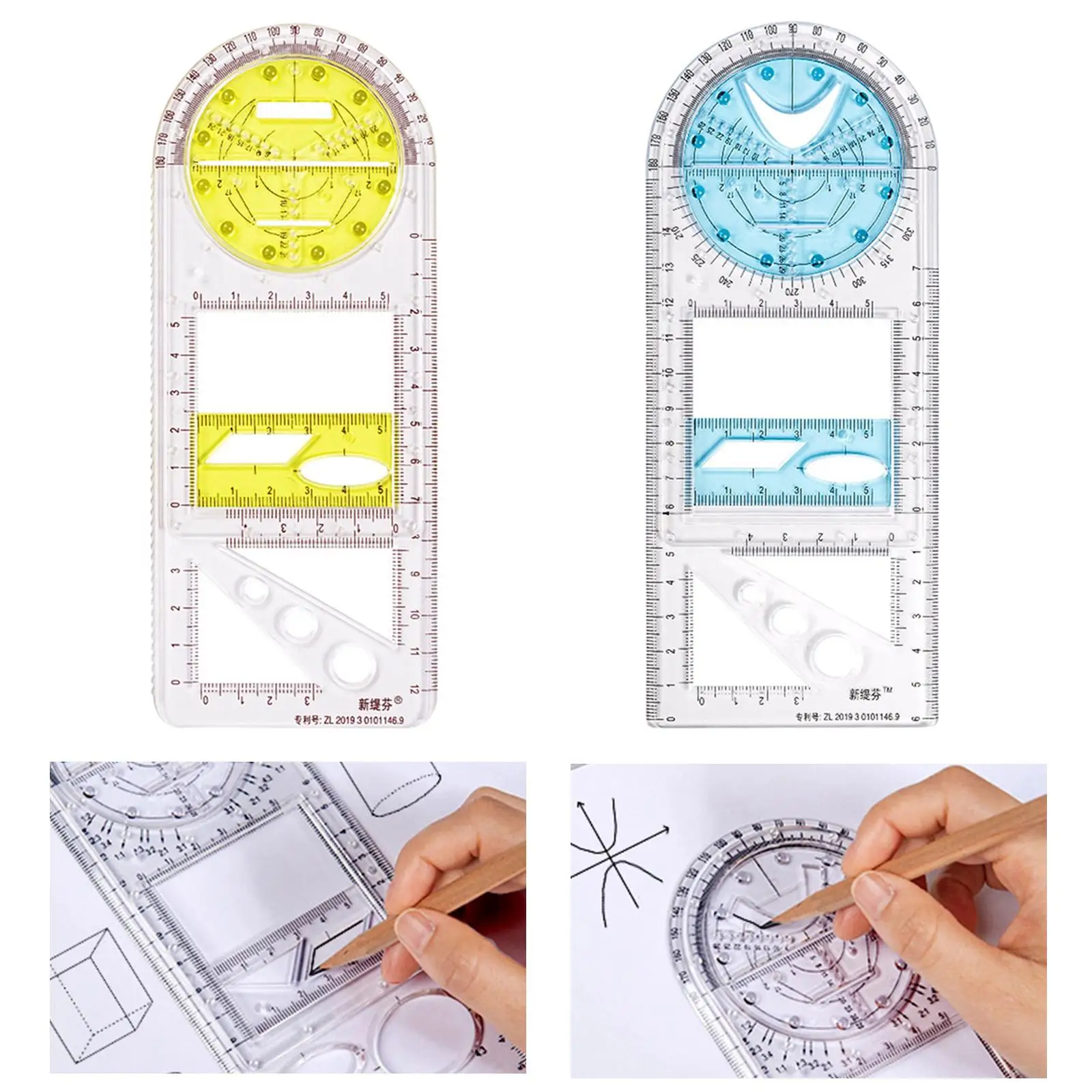 Creative Learning Stationery Multifunction Plastic Drawing Ruler for