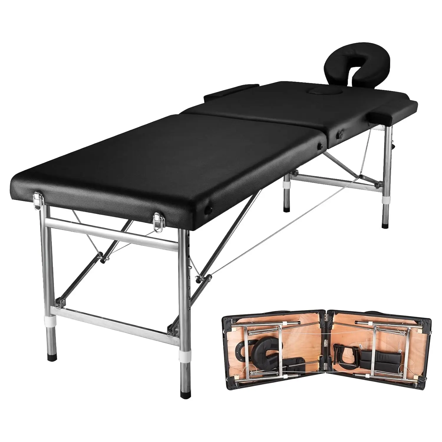 Massage Tables Portable 24" Wide Adjustable Folding Massage Bed, Lightweight Aluminum Esthetician Bed, Tattoo Chair, Customized